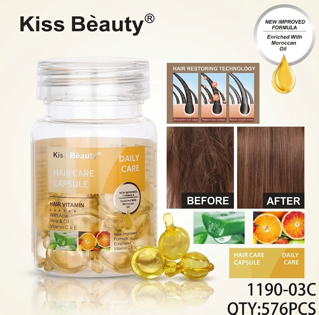 CAPSULAS SERUM CAPILAR CON VITAMINAS Y ALOE VERA – KISS BEAUTY