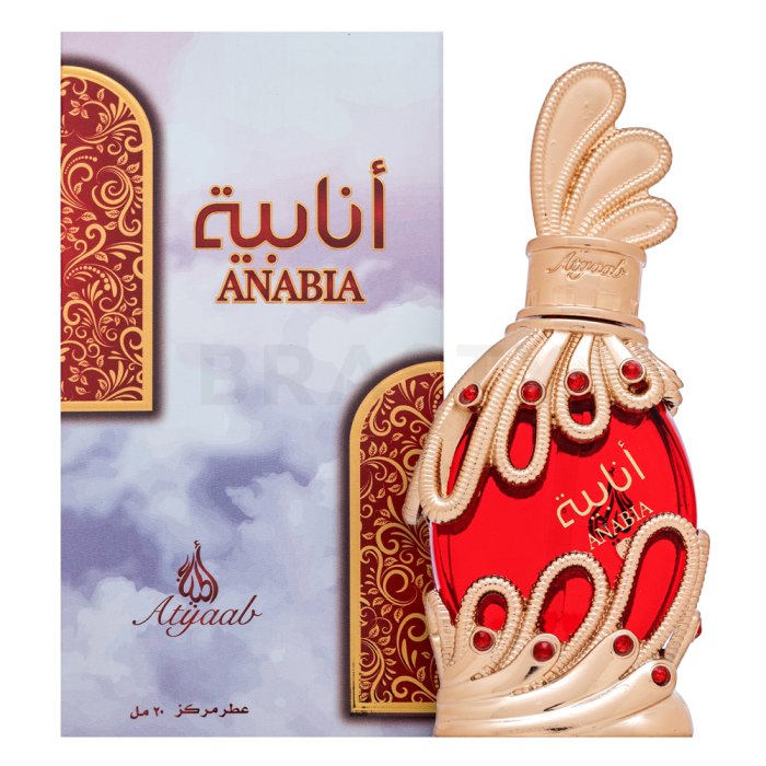 Caja y frasco Anabia Red 20 ml – attar dulce avainillado con notas florales y ambaradas