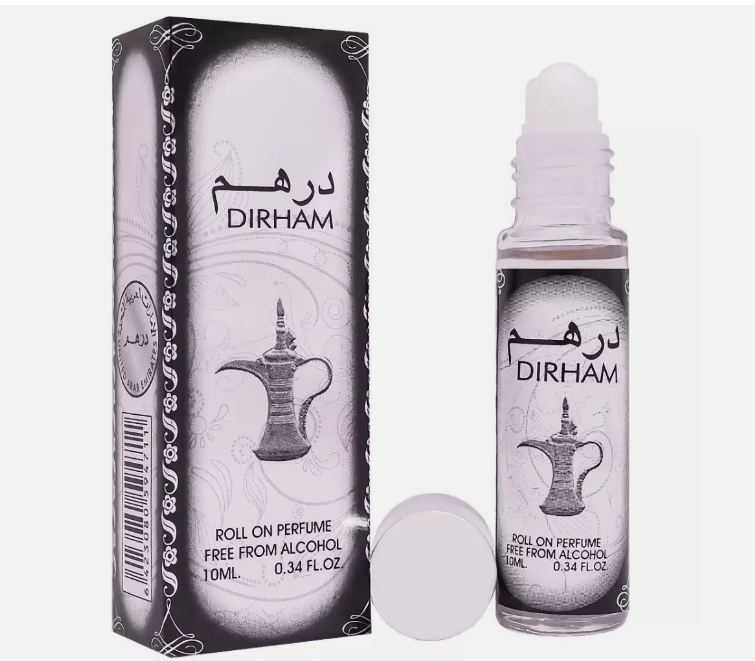 Perfume árabe Dirham Roll On 10 ml sin alcohol, fragancia fresca y duradera unisex