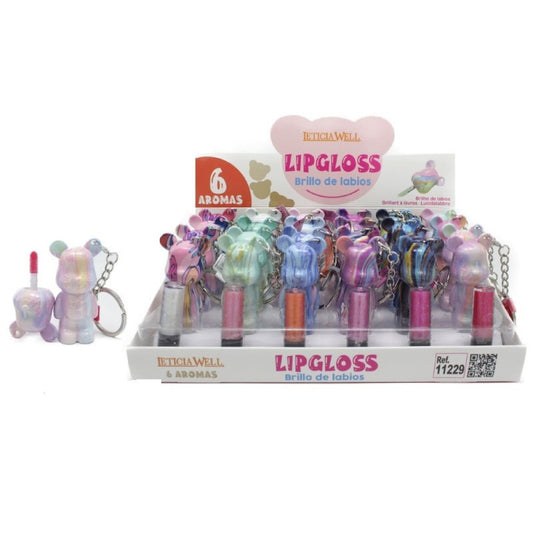 Bear shaped lip gloss with keychain