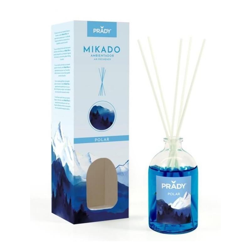 Ambientador Mikado Polar Prady 100 ml con varillas, aroma fresco y limpio