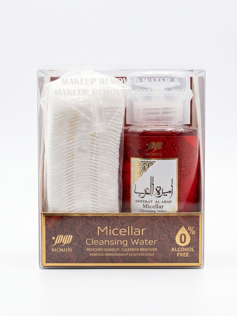 Agua Micelar Desmaquillante Y discos de algodón.