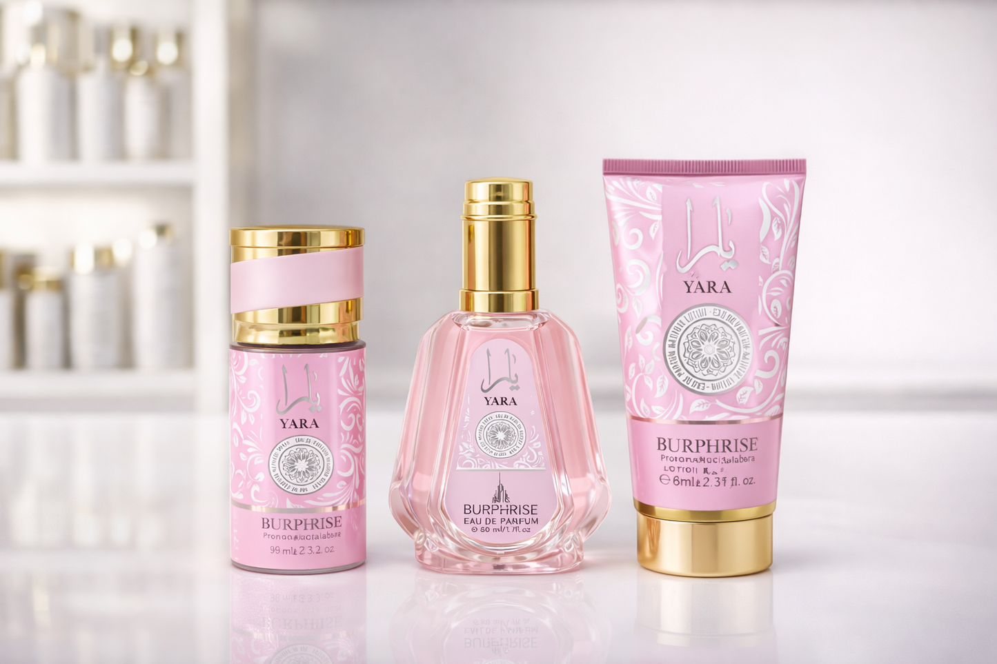 Pack Yara Rosa 3 Piezas – perfume 50 ml + Bruma Corporal + Loción