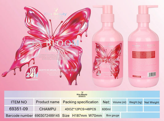 Champú Kiss Beauty La Bloom (500 ml) – Nutrición y Reparación para tu Cabello