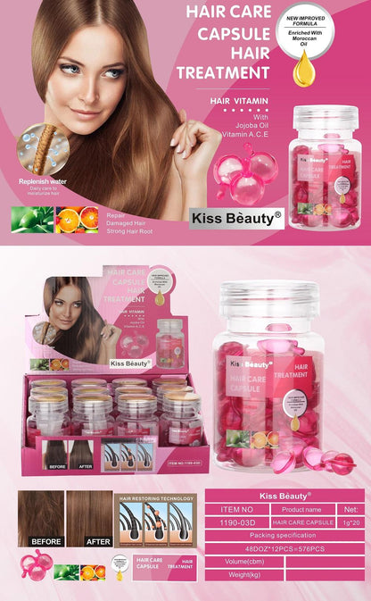 Cápsulas Tratamiento Capilar Kiss Beauty – Aceite de jojoba y Vitaminas A, C, E