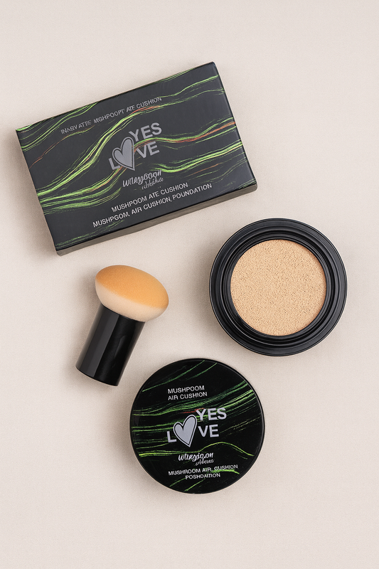 Base de maquillaje YES LOVE Mushroom Head Cushion — acabado mate y cremoso, cobertura modulable