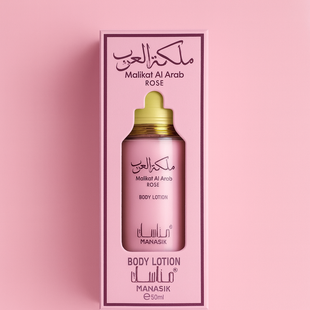 Body Lotion Árabe Malikat Al Arab Rose 50 ml – Manasik (loción corporal de rosas)