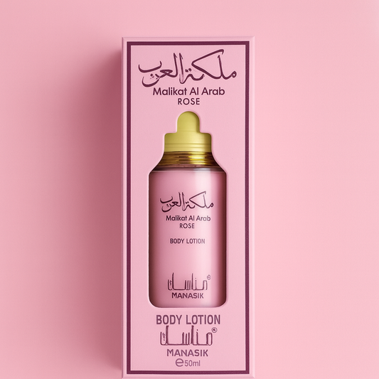 Body Lotion Árabe Malikat Al Arab Rose 50 ml – Manasik (loción corporal de rosas)