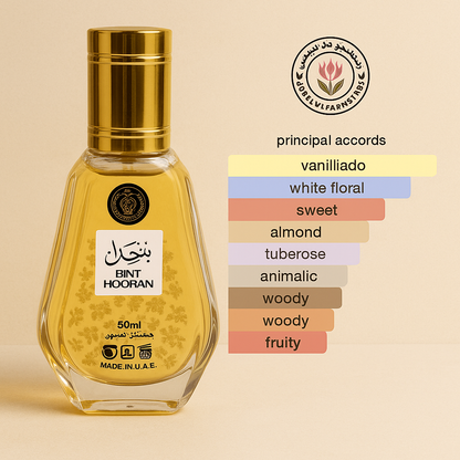 Fragancia oriental Bint Hooran de 50ml para hombre y mujer, perfume árabe de larga duración