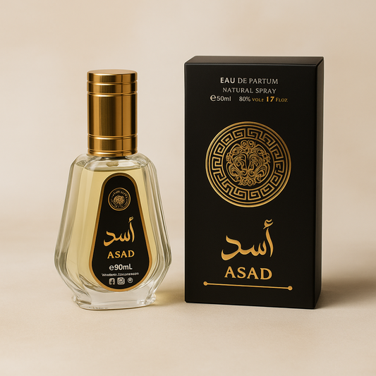 Perfume Asad 50 ml | Eau de Parfum Ámbar-Vainilla con Pimienta, Café y Maderas
