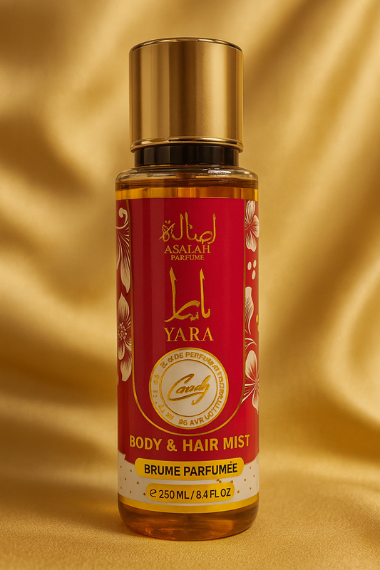 Body & Hair Mist Yara Asalah Parfum 250ml fragancia fresca y duradera para cuerpo y cabello