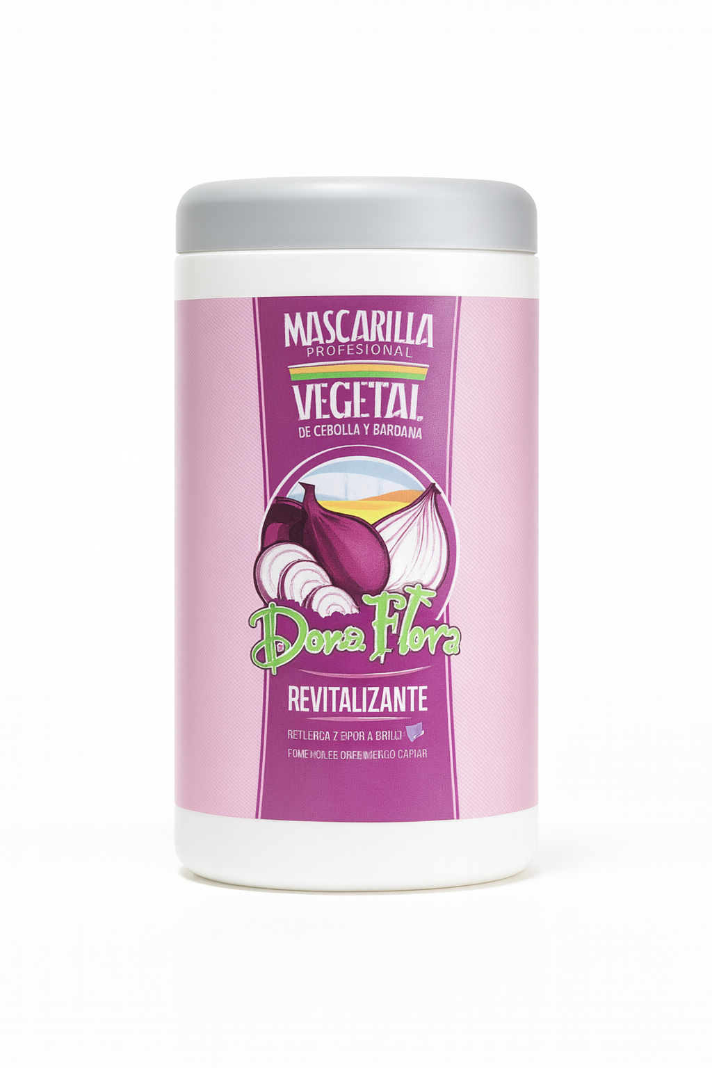 Mascarilla capilar Dona Flora vegetal de cebolla y bardana 1000 ml – efecto revitalizante y fortalecedor.