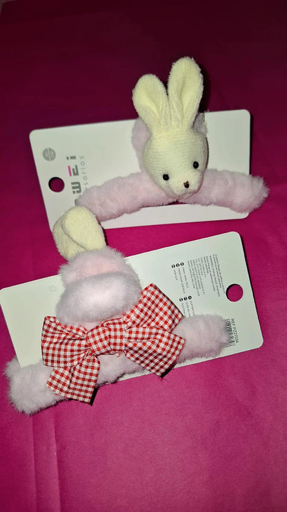 Rabbit hair clip.