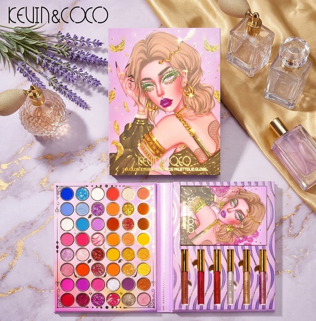 Paleta de Maquillaje Kevin & Coco "Floral Dreams Blossom" – Sombras y Brillos de Labios