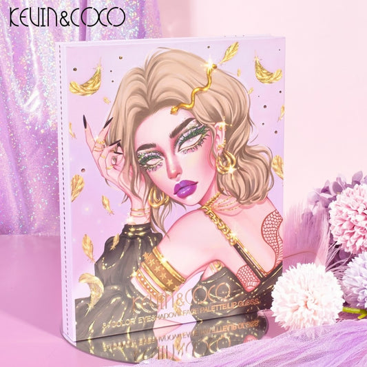 Paleta de Maquillaje Kevin & Coco "Floral Dreams Blossom" – Sombras y Brillos de Labios