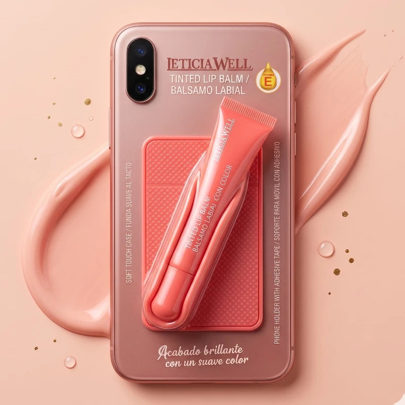 Bálsamo labial con color + soporte movil - Leticia well