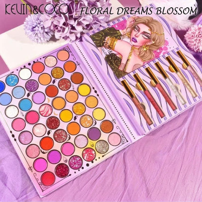 Paleta de Maquillaje Kevin & Coco "Floral Dreams Blossom" – Sombras y Brillos de Labios